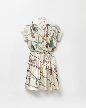 Versace Printed Silk Twill Mini Dress - White