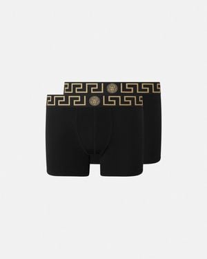 Versace Lange Unterhose Mit Greca-Bordüre 2Er-Pack - Schwarz
