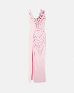 Versace Viscose Liquid Jersey Draped Gown - Pink