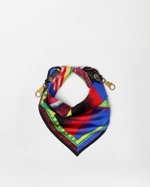 Versace Printed Silk Scarf Charm 55 Cm - Blue