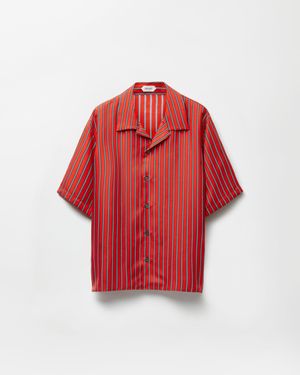Versace Printed Silk Twill Shirt - Red