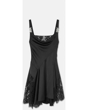 Versace Lace-Trim Satin Mini Dress - Black