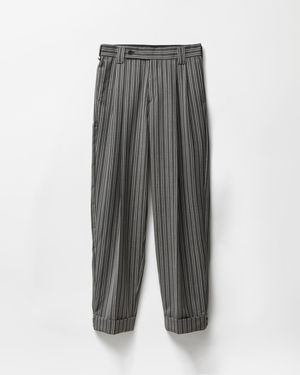 Versace Pantalones Extragrandes De Lana Pinstripe - Gris