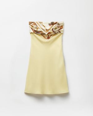 Versace Silk Crêpe Marocaine Strapless Mini Dress - Yellow