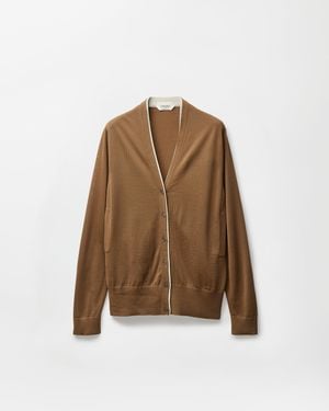 Versace Embroidered Wool Knit Cardigan - Brown