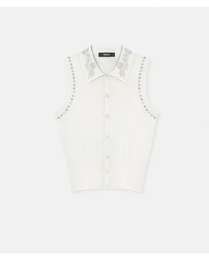 Versace Embellished Cashmere-Blend Knit Vest - White