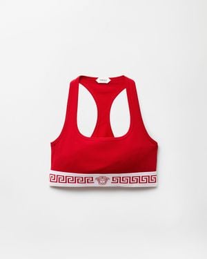 Versace Cotton-Jersey Bralette - Red