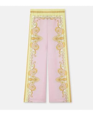 Versace Printed Silk Twill Pants - Pink
