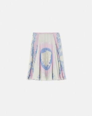 Versace Cameo Silk Crêpe Flowy Midi Skirt - White