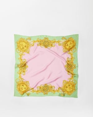Versace Bedruckter Schal Aus Seidentwill 90 Cm - Gelb