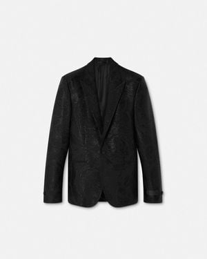 Versace Blazer Barocco De Botonadura Sencilla - Negro