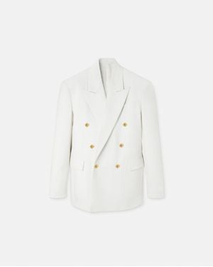 Versace Wool Double-Breasted Blazer - White