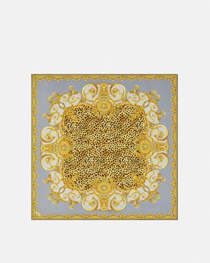 Versace Cheetah Foulard Large Silk Foulard 35.4" - Metallic