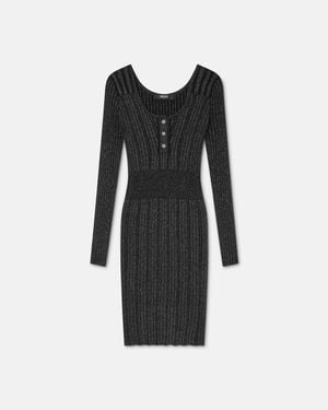 Versace Lurex-Blend Ribbed Knit Midi Dress - Black