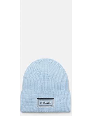 Versace Wool Knit Beanie - Blue