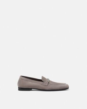Versace Medusa Suede Slippers - White