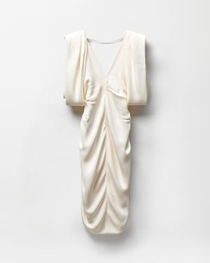 Versace Crêpe Marocaine Silk Midi Dress - Natural