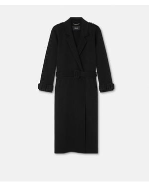 Versace Abrigo De Lana Y Cachemir Con Cinturón - Negro