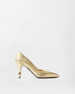 Versace Gianni Metallic Nappa Court Shoes 90 Mm - White