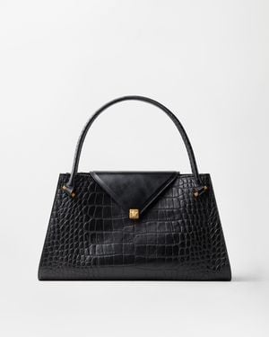 Versace Severine Croc-Effect Leather Large Shoulder Bag - Black