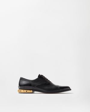 Versace Julio Embellished Leather Derby Shoes - White