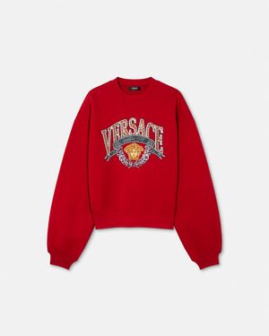 Versace Crystal Medusa Varsity Sweatshirt - Red