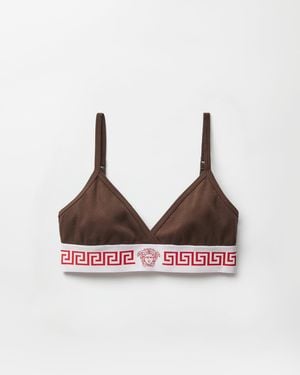 Versace Ribbed Cotton-Jersey Bralette - Brown