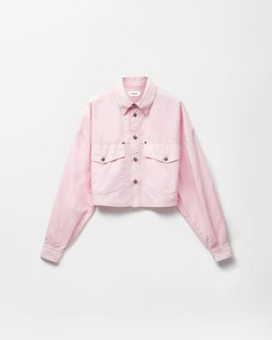 Versace Cotton-Poplin Crop Shirt - Pink