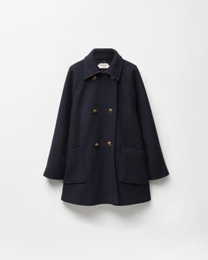 Versace Double-Wool Coat - Blue