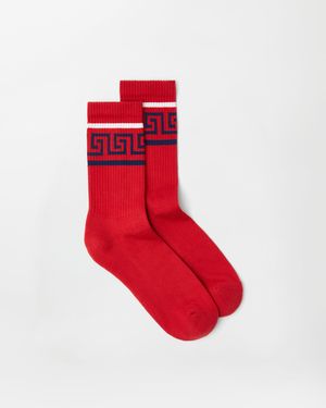 Versace Cotton Ribbed Socks - Red