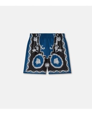 Versace Printed Silk Twill Slim Shorts - Blue