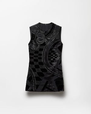 Versace Embroidered Envers-Satin Mini Dress - Black