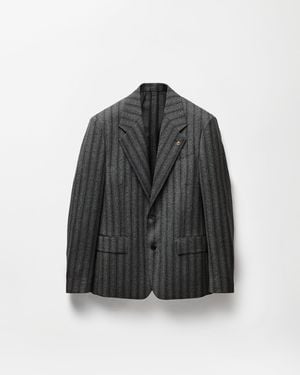 Versace Pinstripe Wool Twill Relaxed Blazer - Black