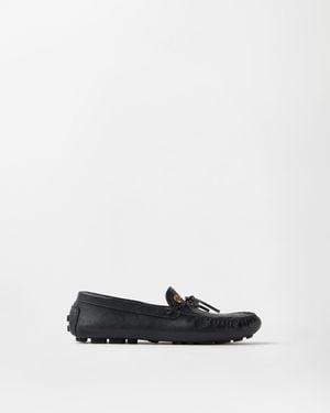 Versace Robin Leather Driving Shoes - White