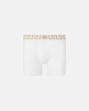 Versace Boxer Long À Bordure Greca - White