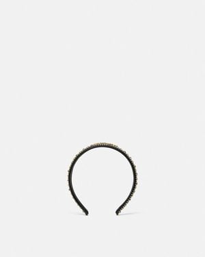 Versace Diadema Con Tachuelas Y Logotipo - Negro