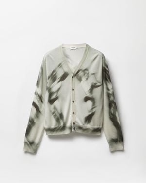 Versace Bedruckter Strick-Cardigan Aus Seide - Grau