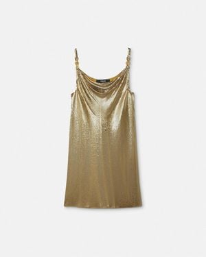 Versace Metal Mesh Slip Mini Dress - Natural
