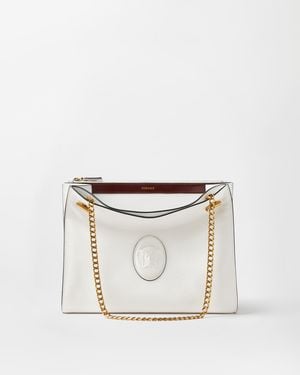 Versace Cabine Leather Shoulder Bag - White