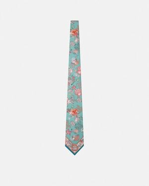 Versace Coral Theatre Silk Tie - Blue