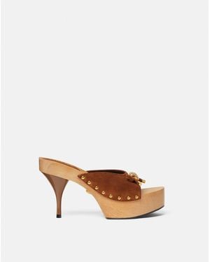 Versace Opera Bow Suede Clogs 110 Mm - Brown
