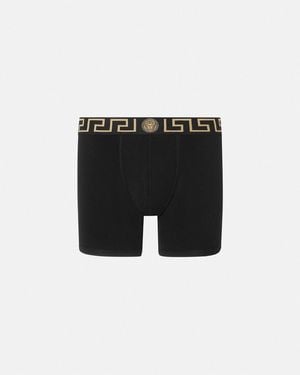 Versace Boxer Long À Bordure Greca - Black