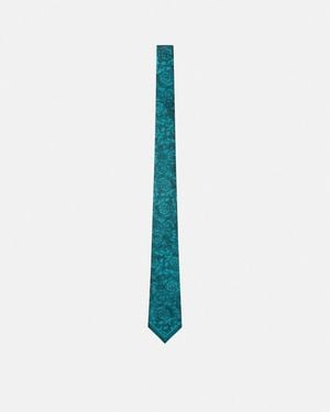 Versace Barocco Jacquard Silk Tie - Blue