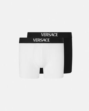 Versace Logo Long Trunks 2-Pack - Black
