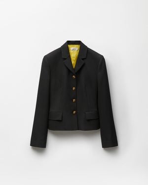 Versace Blazer En Laine Grain De Poudre - Noir