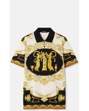 Versace Printed Cotton Piqué Polo - Metallic