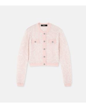 Versace Jacquard Mohair Knit Cardigan - Pink