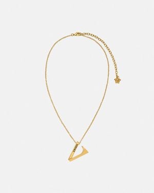 Versace V Necklace - White