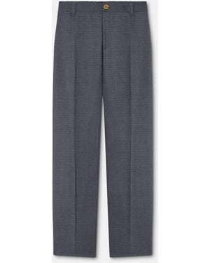 Versace Micro-Checked Wool Jogger Pants - Blue
