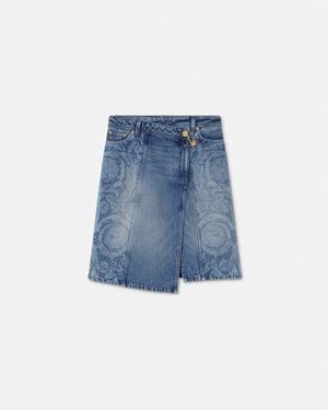 Versace Falda Cruzada Vaquera Barocco - Azul